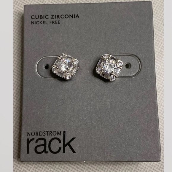 Nordstrom Jewelry - Silver CZ cubic zirconia studs Nordstrom new cut earrings